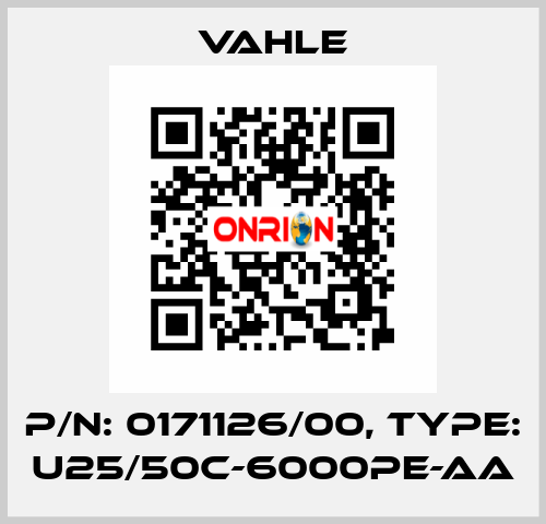 P/n: 0171126/00, Type: U25/50C-6000PE-AA Vahle