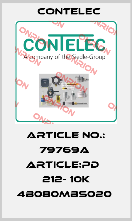 Article no.: 79769A  Article:PD   212- 10K 4B080MBS020  Contelec