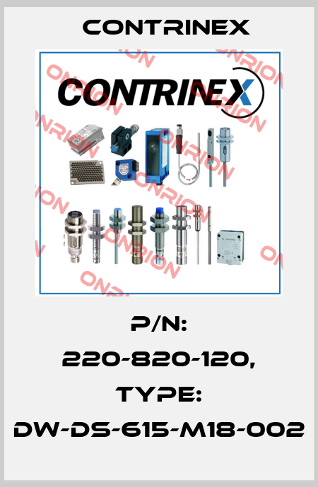 p/n: 220-820-120, Type: DW-DS-615-M18-002 Contrinex