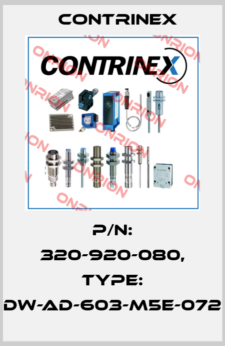 p/n: 320-920-080, Type: DW-AD-603-M5E-072 Contrinex