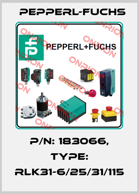 p/n: 183066, Type: RLK31-6/25/31/115 Pepperl-Fuchs