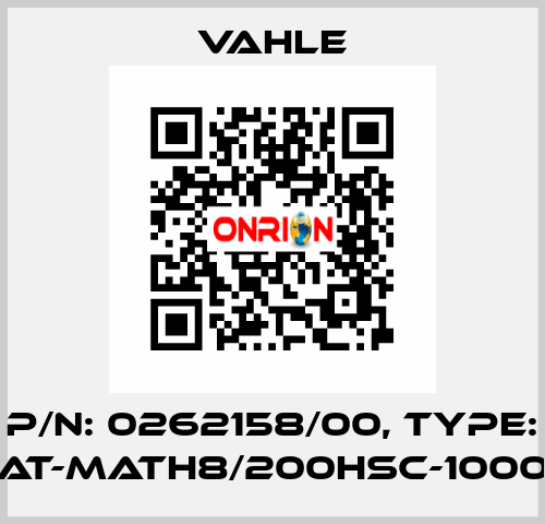 P/n: 0262158/00, Type: AT-MATH8/200HSC-1000 Vahle