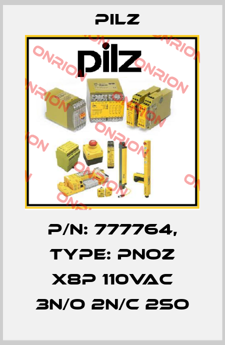 p/n: 777764, Type: PNOZ X8P 110VAC 3n/o 2n/c 2so Pilz