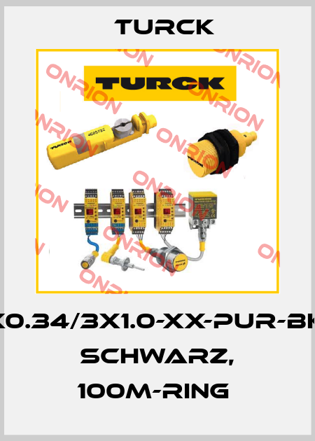 CABLE16x0.34/3x1.0-XX-PUR-BK-1/3X1MM, SCHWARZ, 100M-RING  Turck