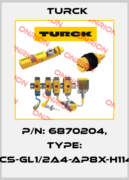 p/n: 6870204, Type: FCS-GL1/2A4-AP8X-H1141 Turck