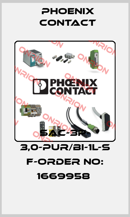 SAC-3P- 3,0-PUR/BI-1L-S F-ORDER NO: 1669958  Phoenix Contact