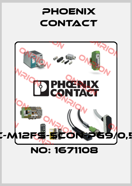 SACC-EC-M12FS-5CON-PG9/0,5-ORDER NO: 1671108  Phoenix Contact