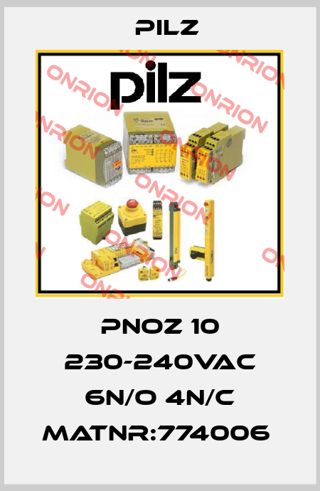 PNOZ 10 230-240VAC 6n/o 4n/c MatNr:774006  Pilz