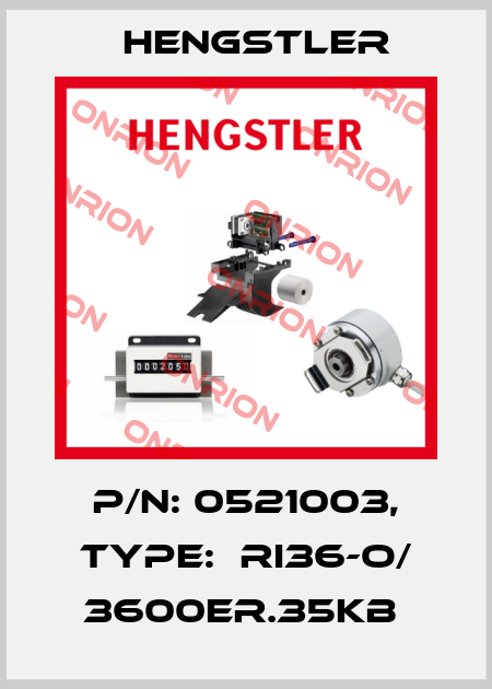 P/N: 0521003, Type:  RI36-O/ 3600ER.35KB  Hengstler