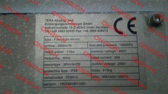 FILTER FOR: Filtercube 4H-HV replaced by 100050250  Teka