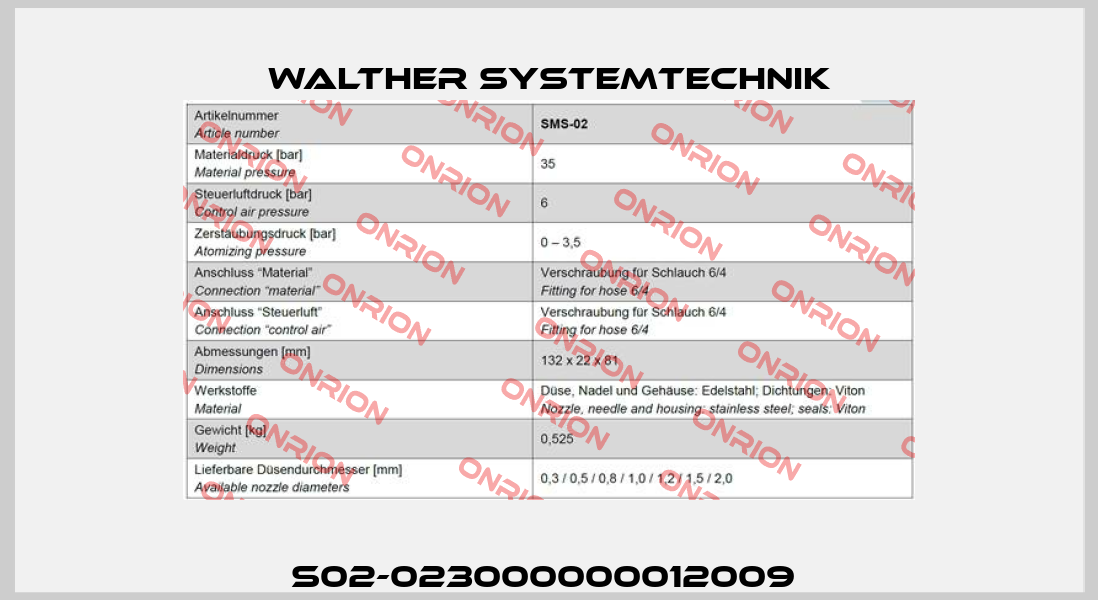 S02-023000000012009  Walther Systemtechnik