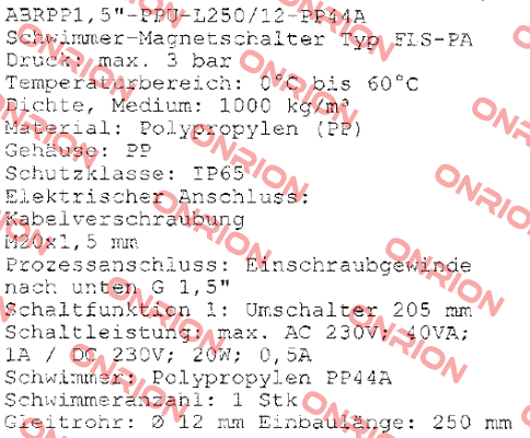 ABRPP1, 5"-PPU-L250/12-PP44A  Kübler