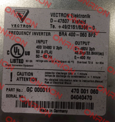 BRA 400-060 BF2  OEM  Vectron