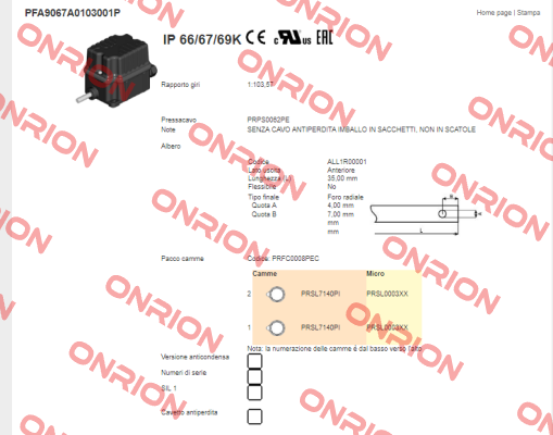 PFA9067A0103001P Ter Tecno Elettrica Ravasi