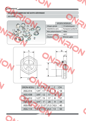  ASG-001, alternative is Level gauge eye 1"  Winman