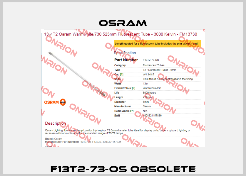 F13T2-73-OS obsolete Osram