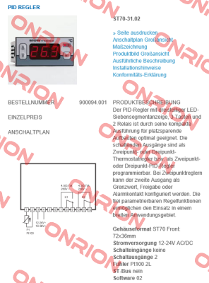 ST70-31.02 obsolete no replacement Stork tronic