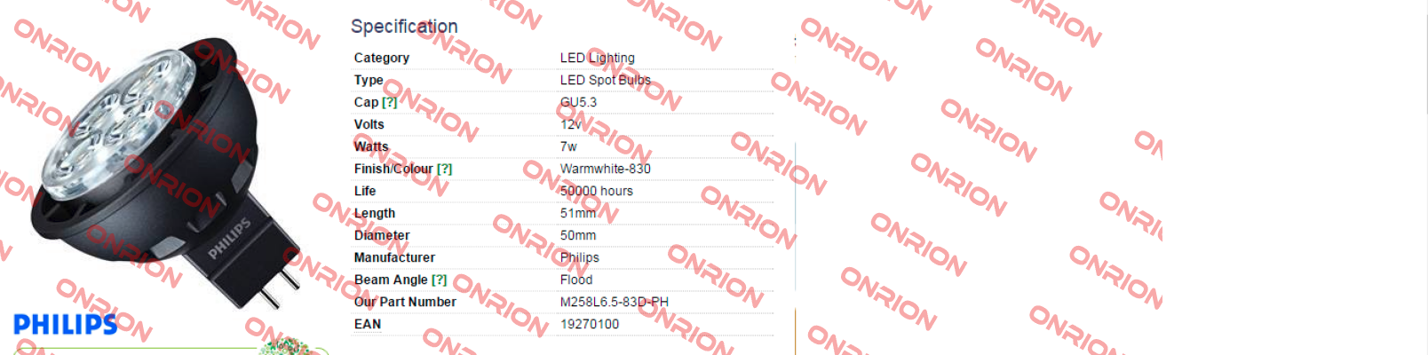 MLEDV6WGU533036-78543900 (M258L6.5-83D-PH)  Philips