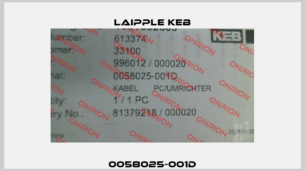 0058025-001D LAIPPLE KEB