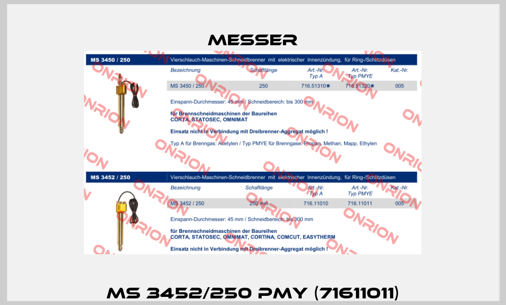 MS 3452/250 PMY (71611011) Messer
