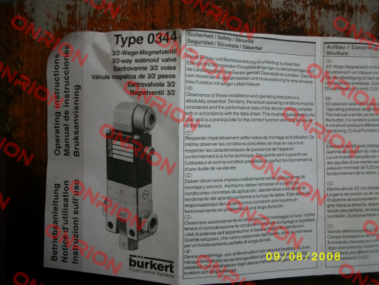 p/n: 00046087, Type: 0344 Burkert