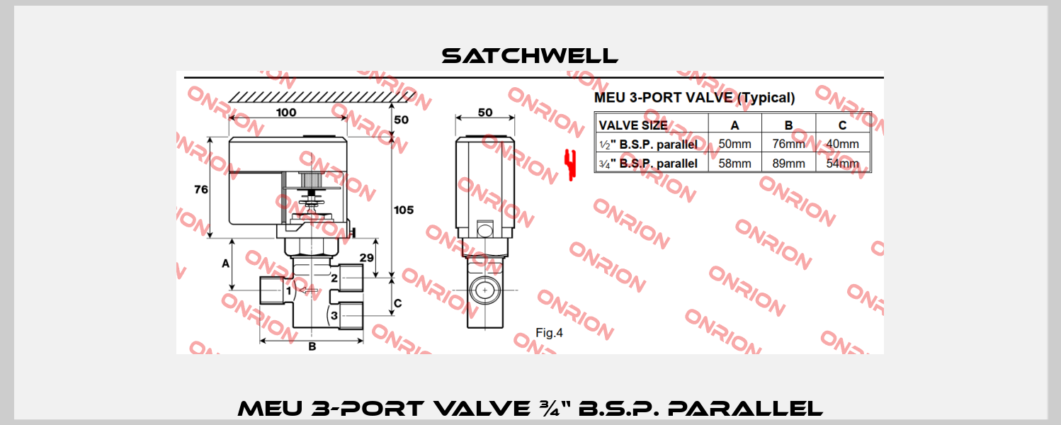 MEU 3-Port Valve ¾“ B.S.P. parallel Satchwell